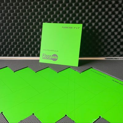 FloorSkills Herringbone Set-Up and Scribing Plate. 9″x3″ GREEN